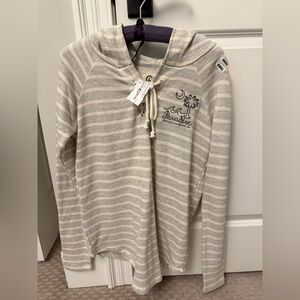 Huntington Beach, SC Striped Hooded Pullover with Embroidery